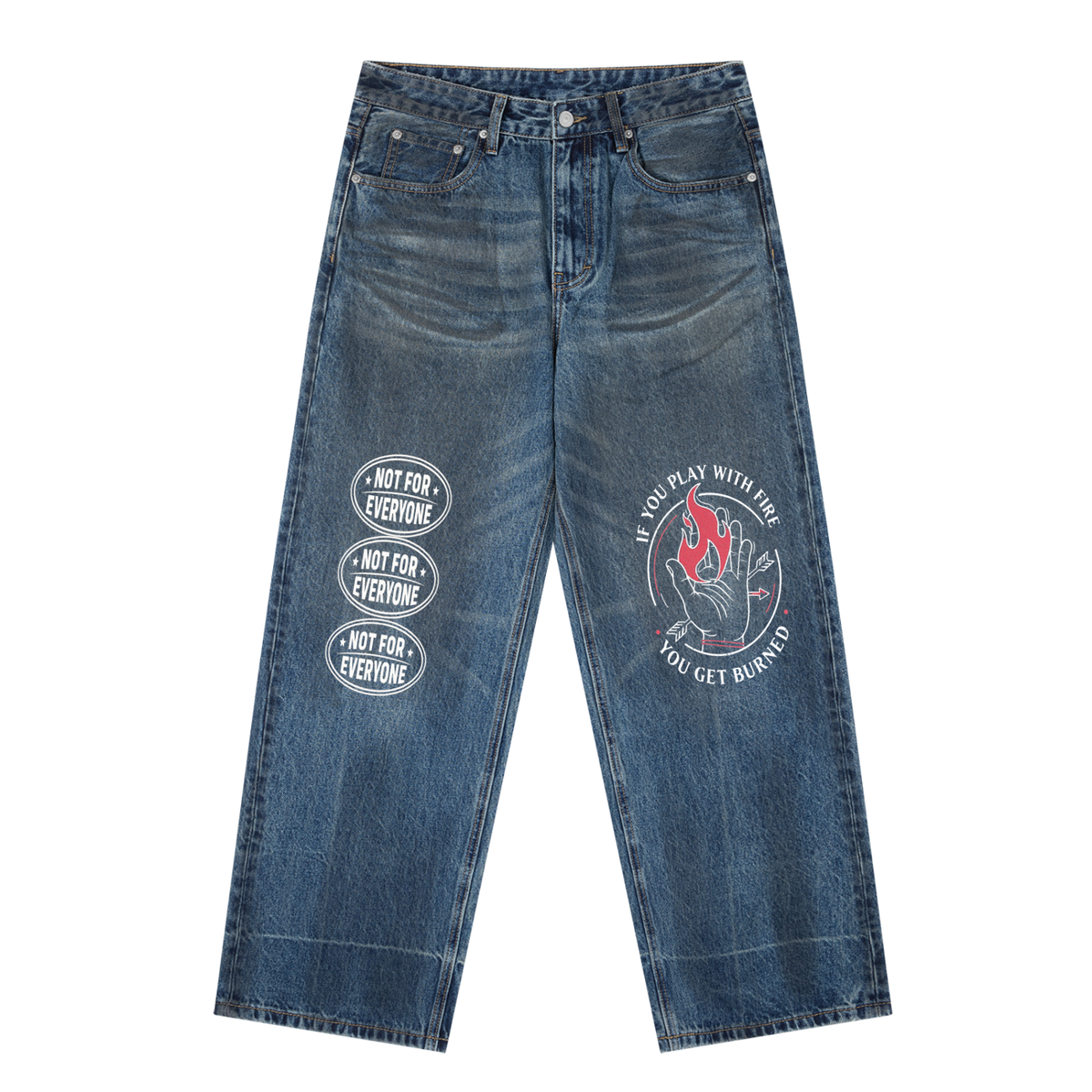 Vintage Wash Baggy Denim Jeans
