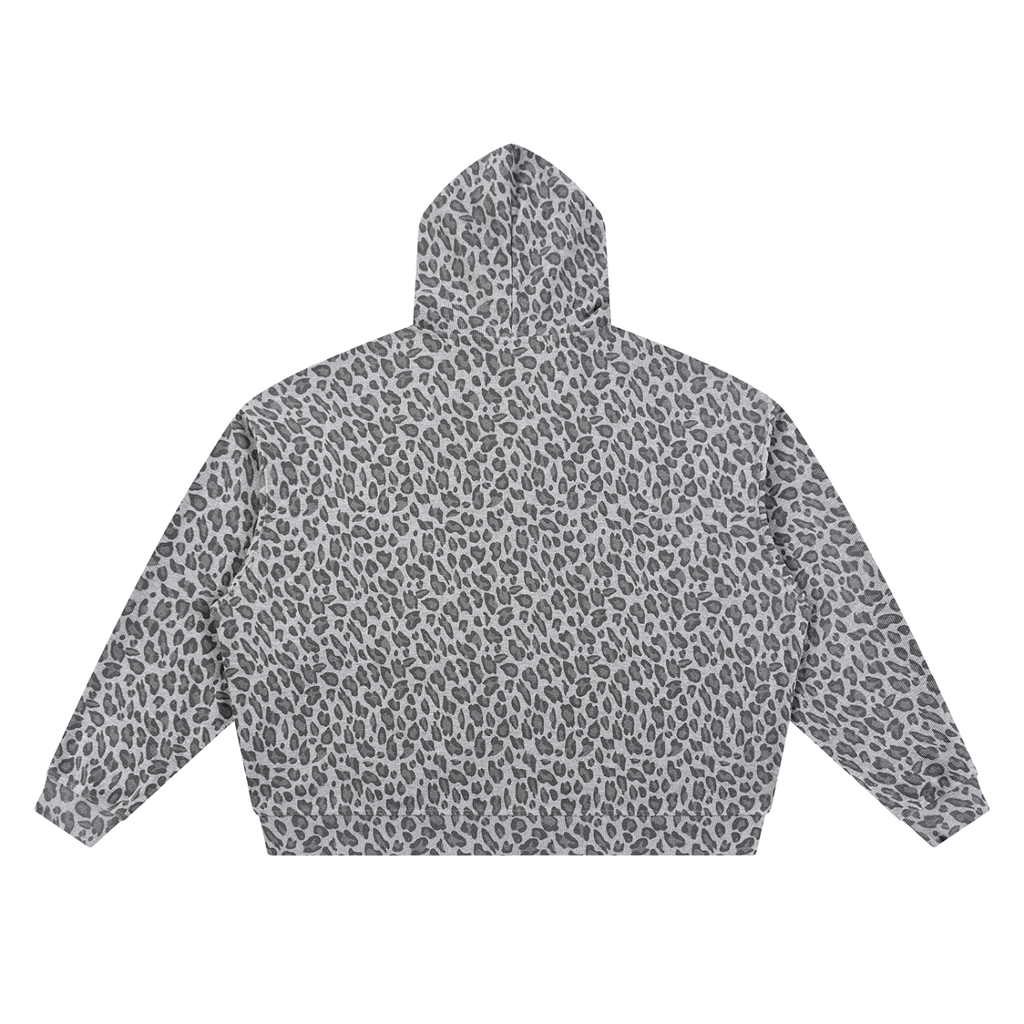 Unisex Leopard Print Waffle Full Zip Hoodies