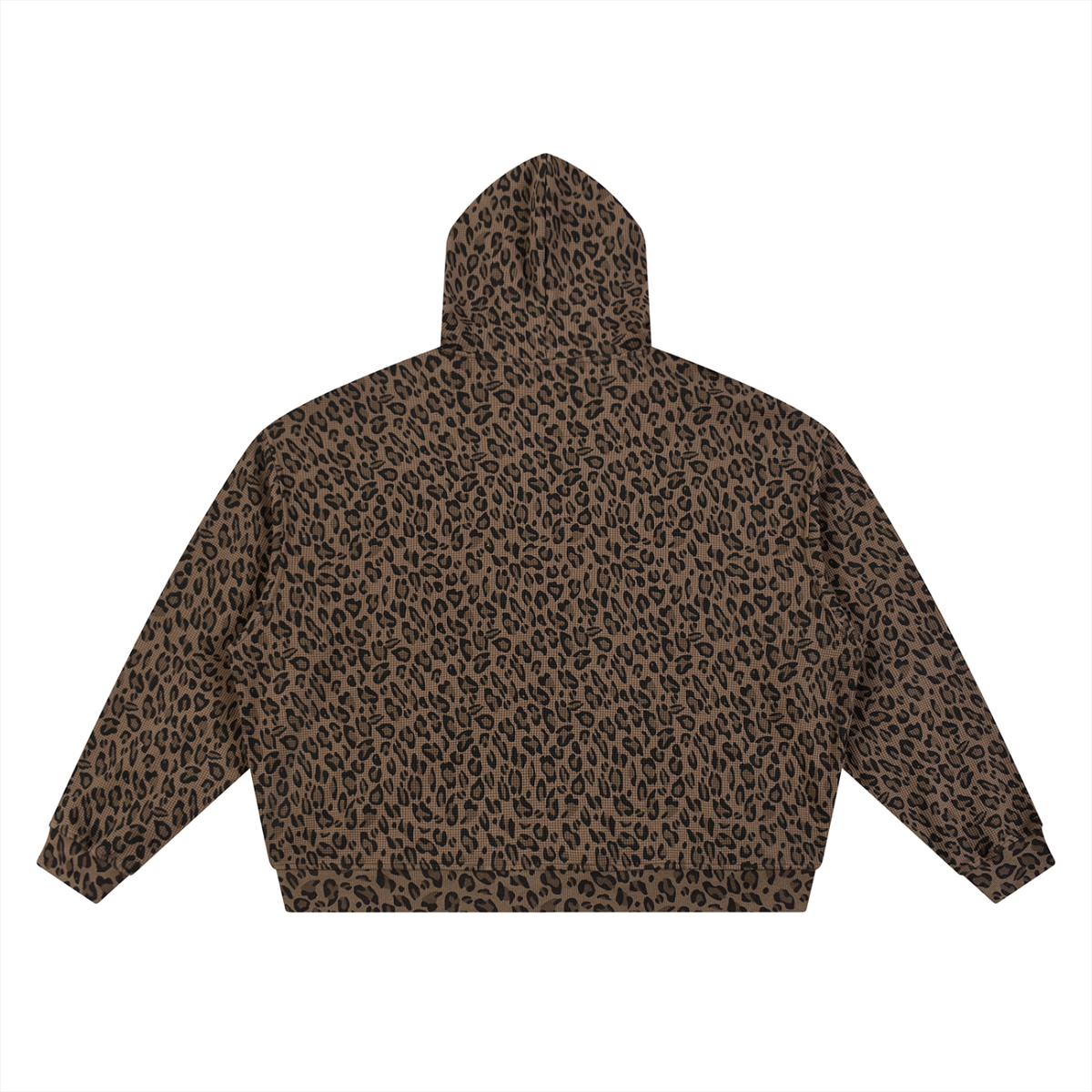 Unisex Leopard Print Waffle Full Zip Hoodies