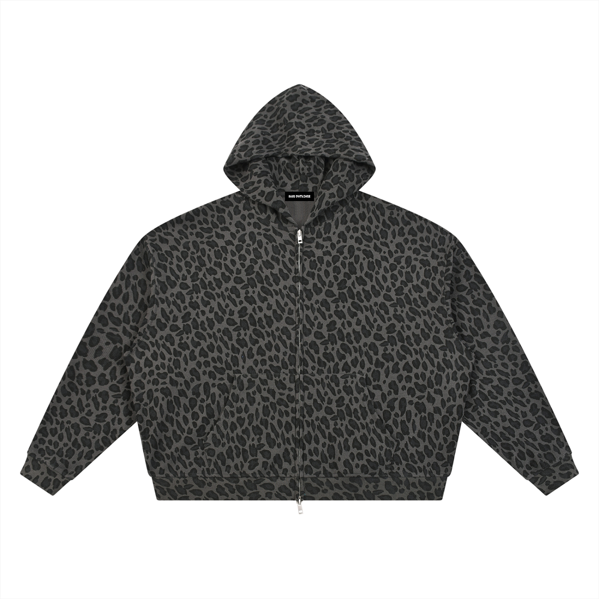 Unisex Leopard Print Waffle Full Zip Hoodies