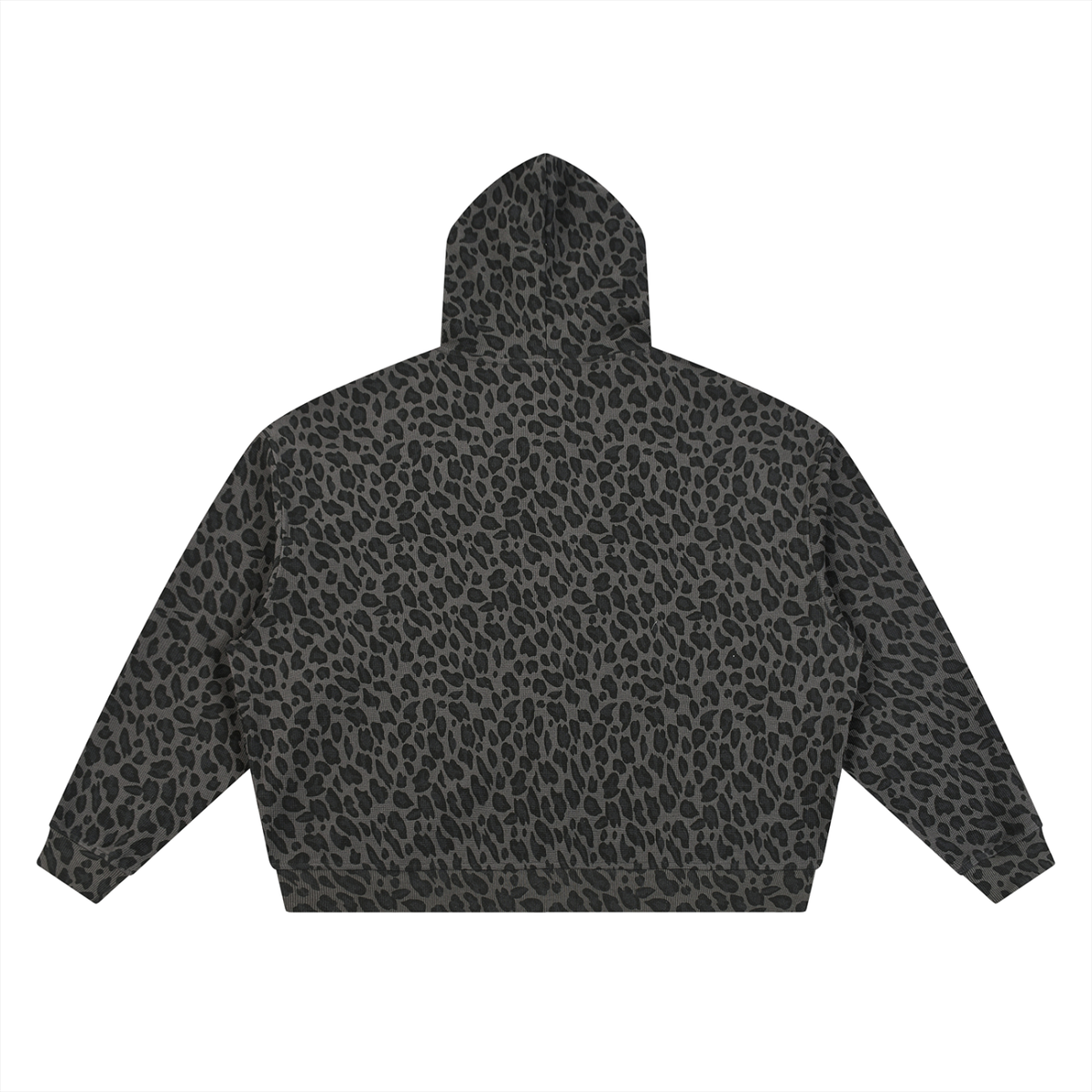 Unisex Leopard Print Waffle Full Zip Hoodies