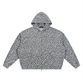 Unisex Leopard Print Waffle Full Zip Hoodies