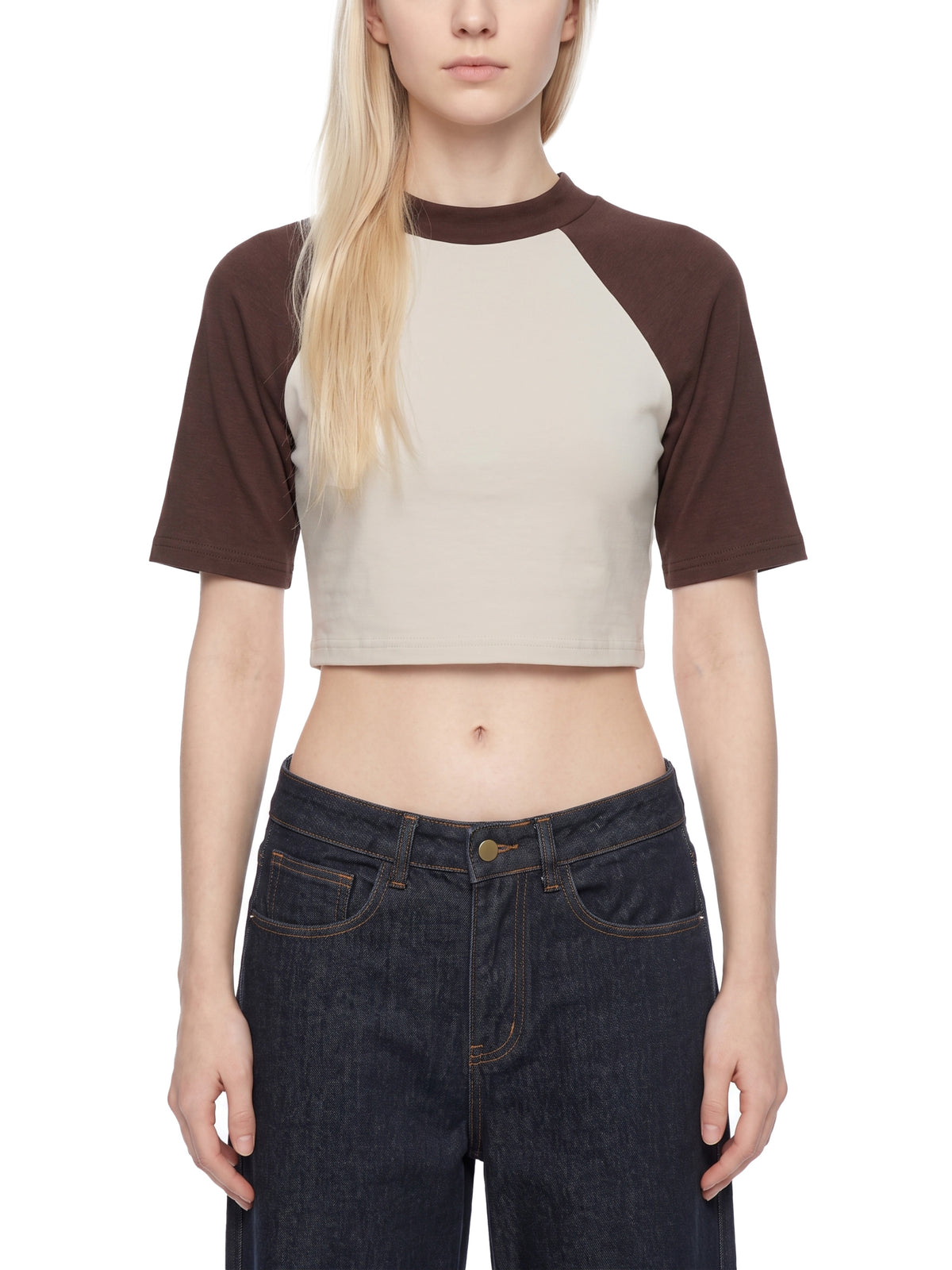 Women’s Color Block Raglan Crop T-Shirts